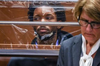 D4vd, whose legal name is David Anthony Burke, appearing in a courtroom during a preliminary hearing related to his murder charges.