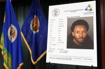 Mugshot of David Anthony Burke, also known as D4vd, displayed with law enforcement logos and flags.