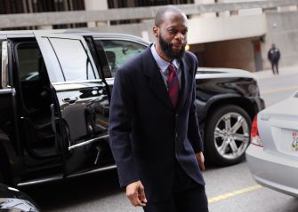 Pras Michel arriving at a court hearing in Washington, D.C.