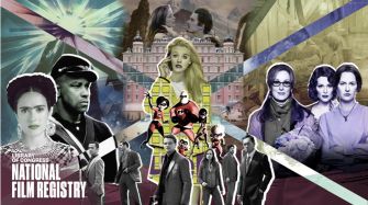 A collage of notable films added to the National Film Registry, featuring characters and scenes from classic movies such as Clueless, Inception, and The Incredibles.