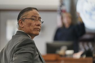 Nathan Chasing Horse in court during his sentencing for sexual assault charges.