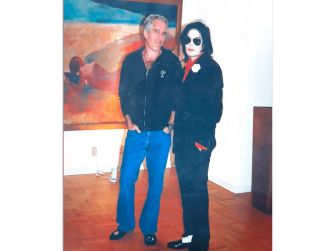 Photograph of Jeffrey Epstein and Michael Jackson, reportedly taken at Epstein's Palm Beach residence.