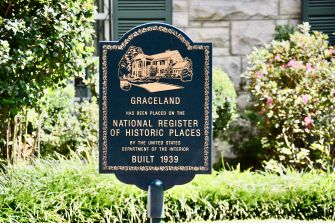 A historical marker for Graceland, noting its placement on the National Register of Historic Places.